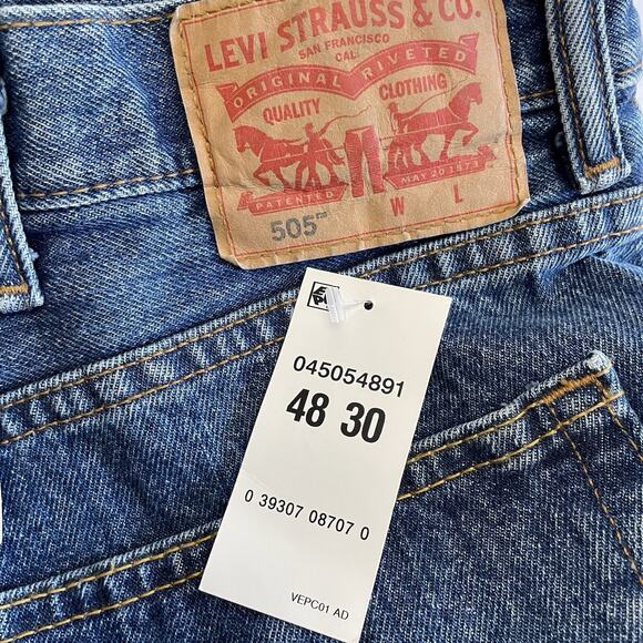 Levi’s 505 REGULAR FIT Jeans Big & Tall 48X30 Blue Medium Wash 100% Cotton NEW - Picture 3 of 8
